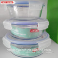 Round pyrex glass food container with airtight lid 3pcs set